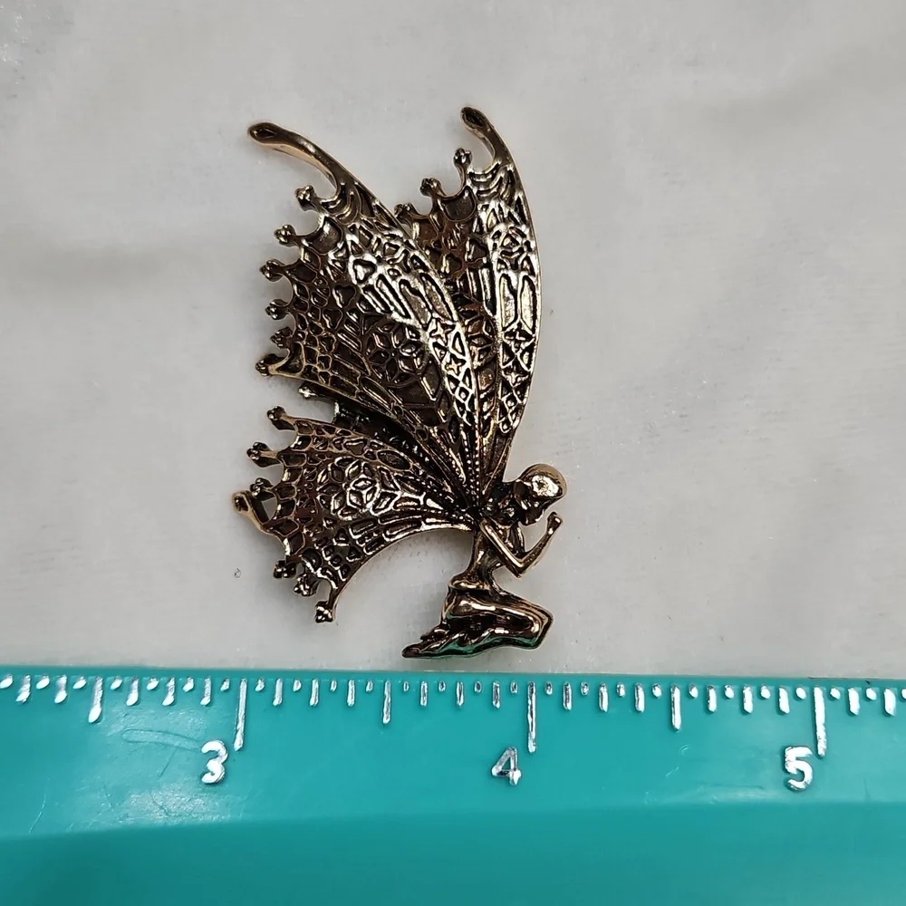 Gold Retro Butterfly Wings Fairy Brooch Pin Angel Wings Jewelry Gift NWOT